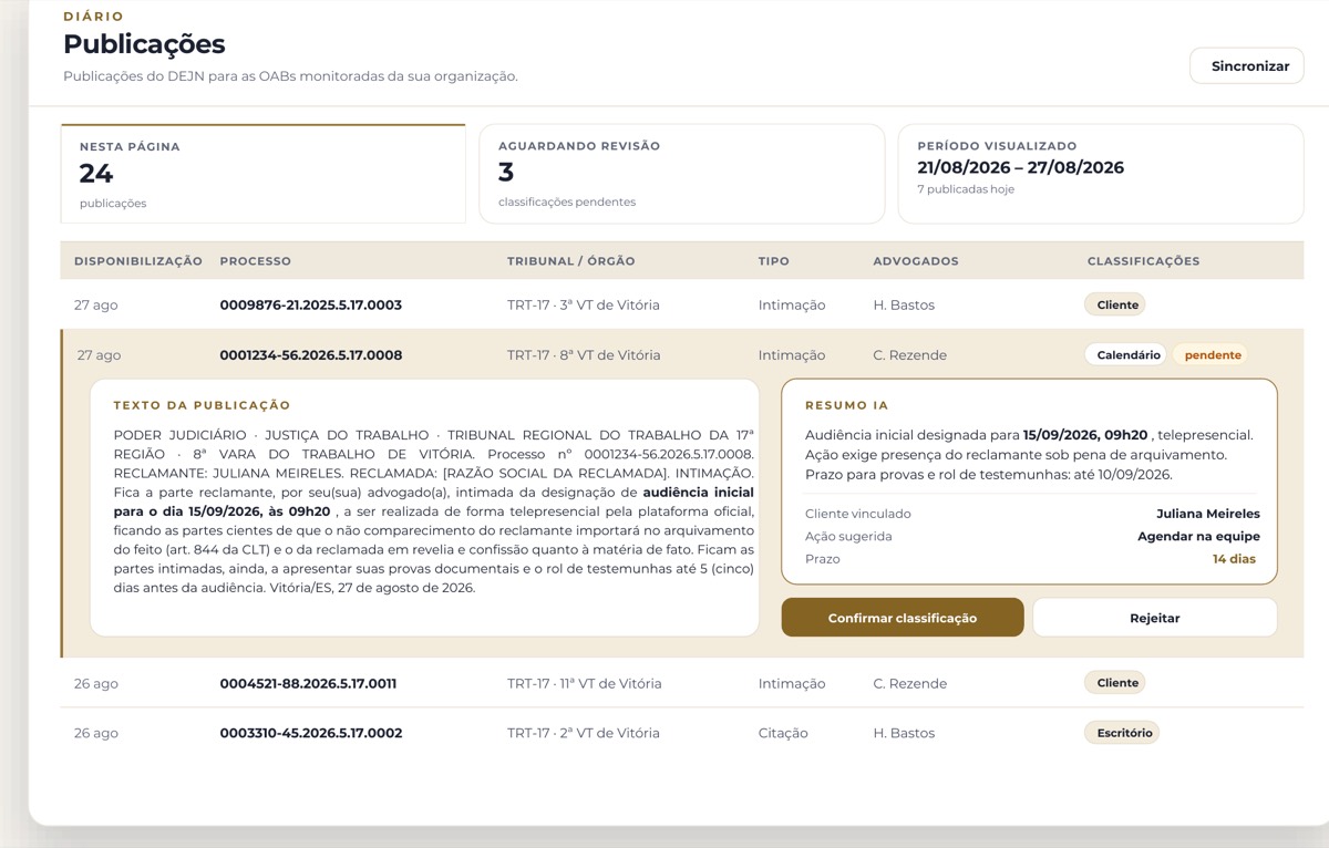 A publicação do dia já chega classificada